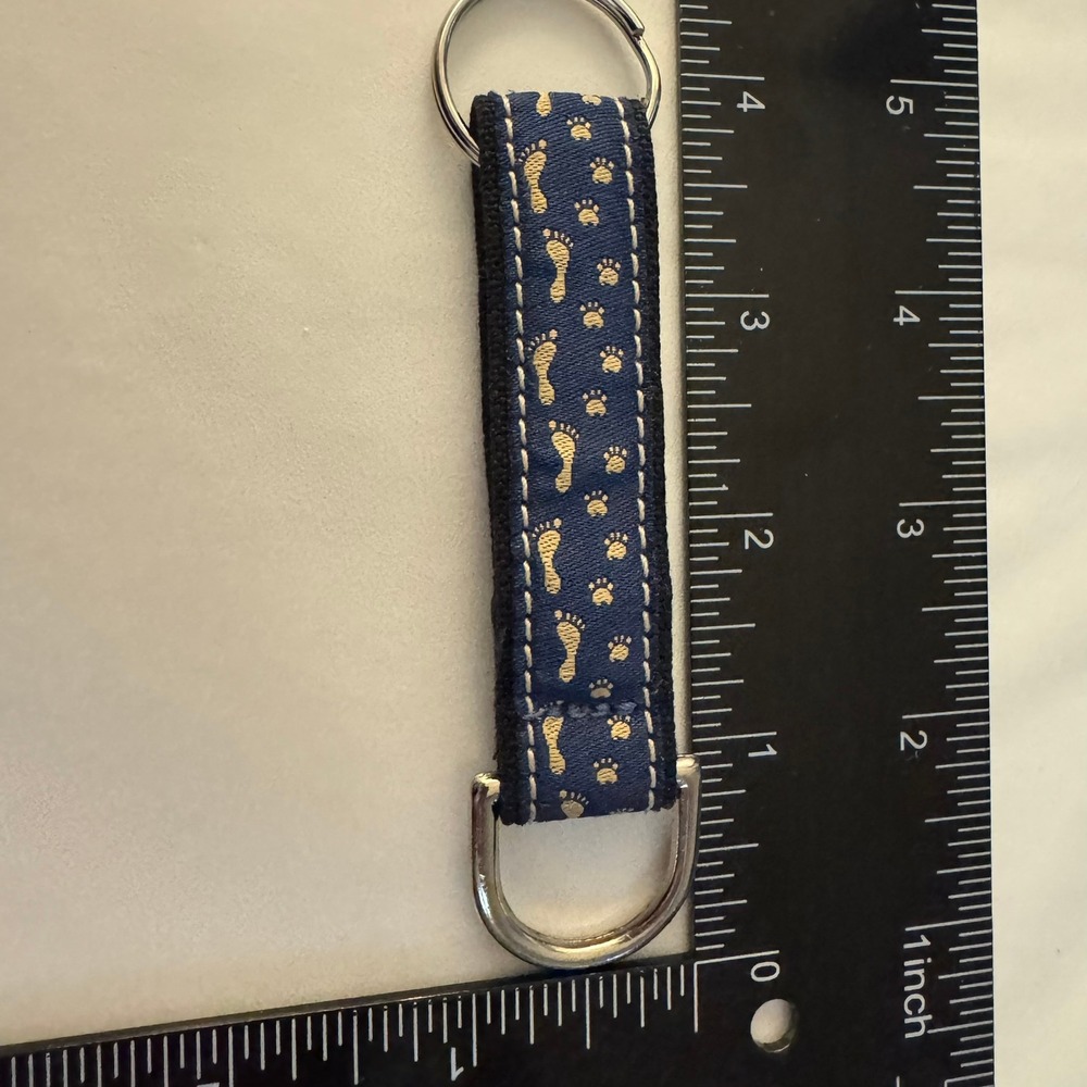 The Good Dog Brand Blue Gold Paw Print Key Chain Keyring‎ Pet Lover Gift